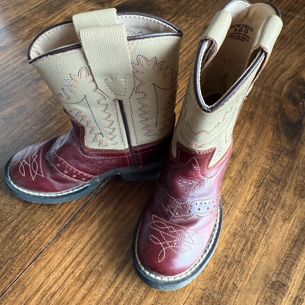 Kids Western Boots in Brown and Tan
